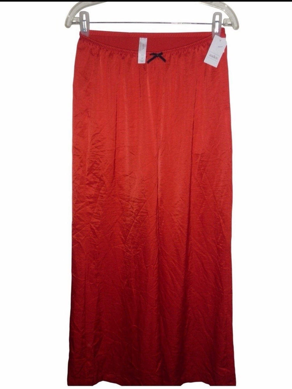 Auden Women XS Red Satin Wide Leg Pajama Pants Sleepwear